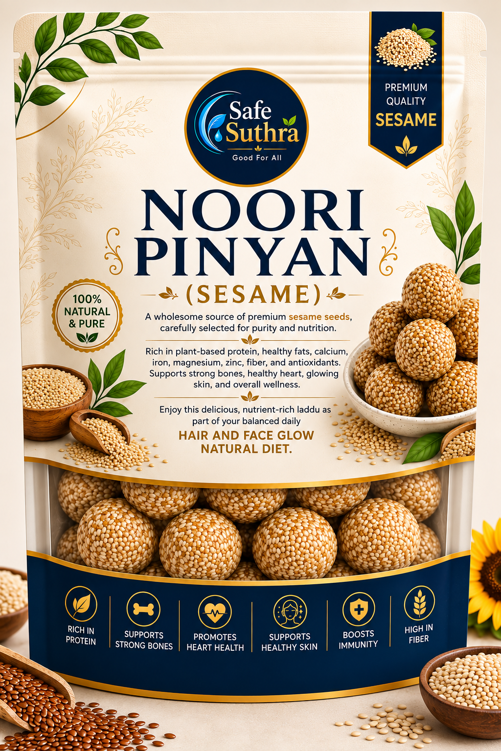 NOORI PINYAN SESAME(تِل) BY SAFE SUTHRA 500G